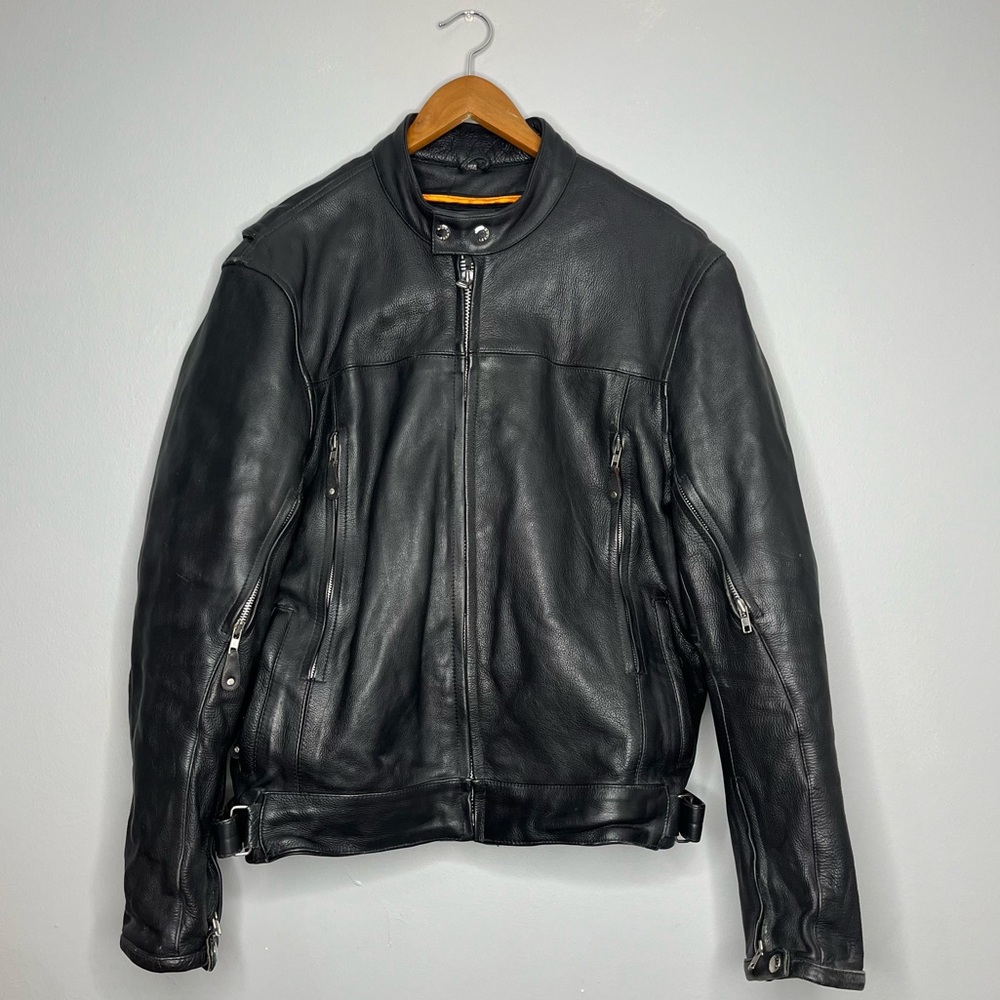 Milwaukee Leather Black Heavy Lined Motorcycle Biker Vented Leather Jacket